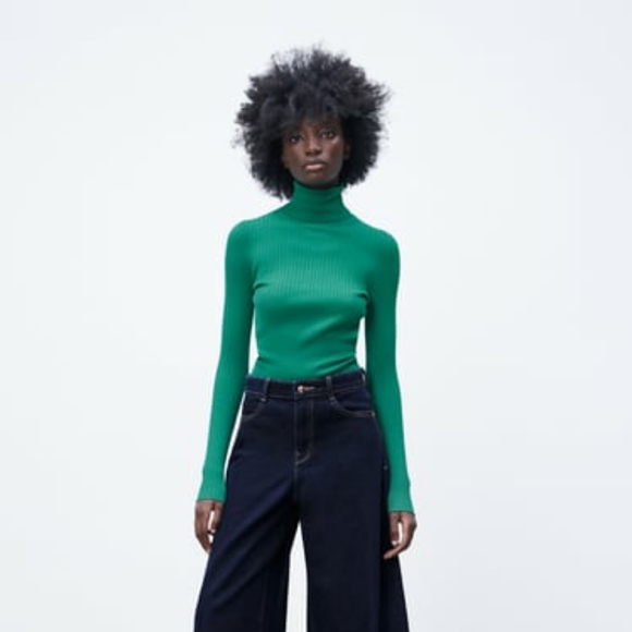 Zara Green Turtleneck Sweater Size S - Picture 1 of 2